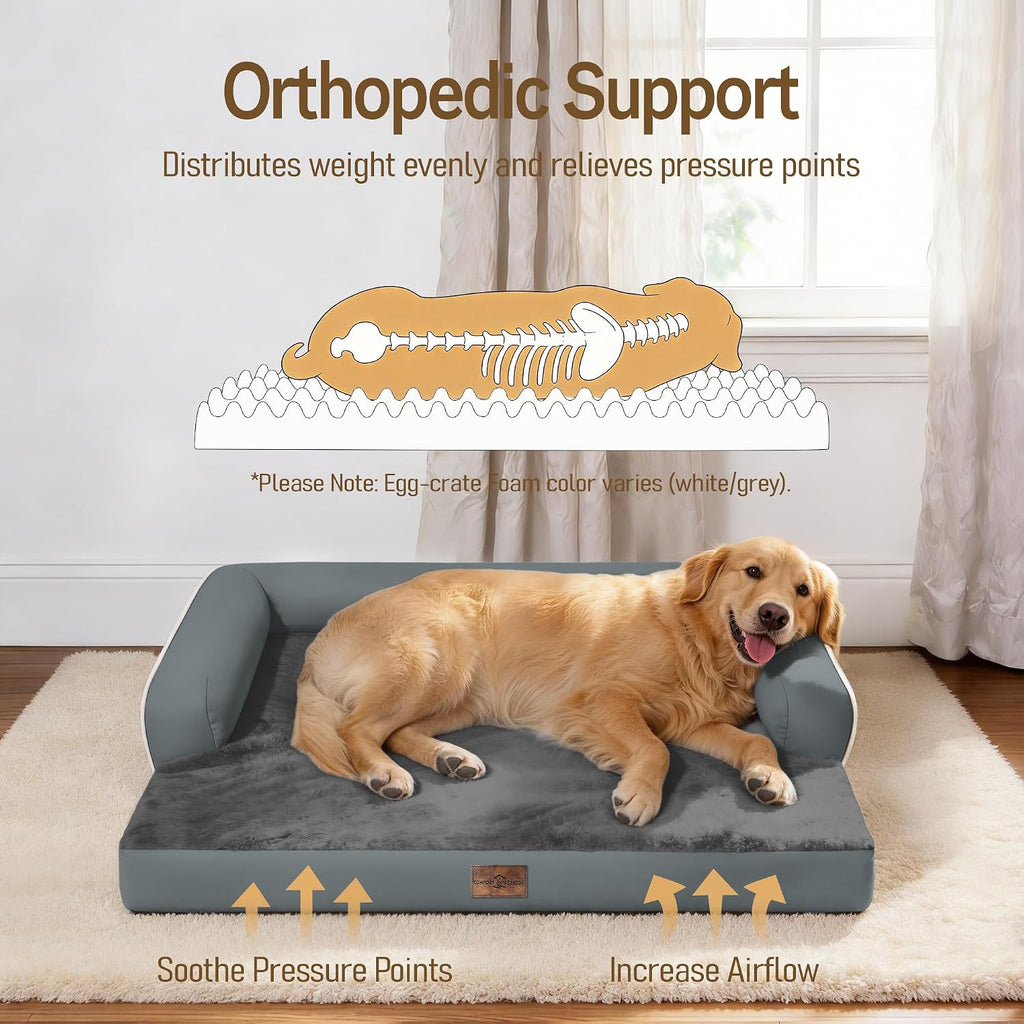 Comfort Expression Washable Dog Bed with Bolster for Medium to Large Dogs