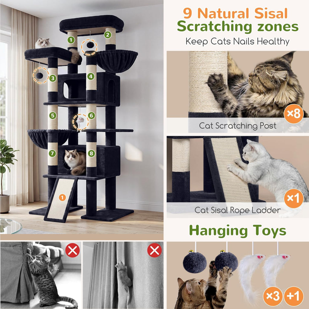 Globlazer Giant Tall Heavy Duty Cat Tower for Indoor Large Cats, F75G