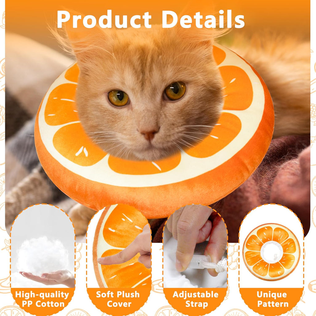 Cat Cone Collar Soft, Adjustable Cat Recovery Cone (Orange, L)