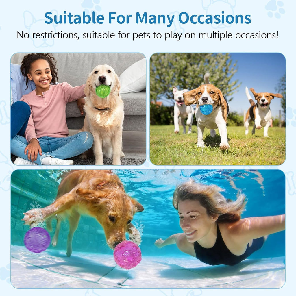 3'' Squeaky Dog Toy Balls for Lagre Medium Breed, Indestructible Dog Balls for Playing, Fetching & Retrieving, Durable Aggressive Chewers, 2 PCS Purple