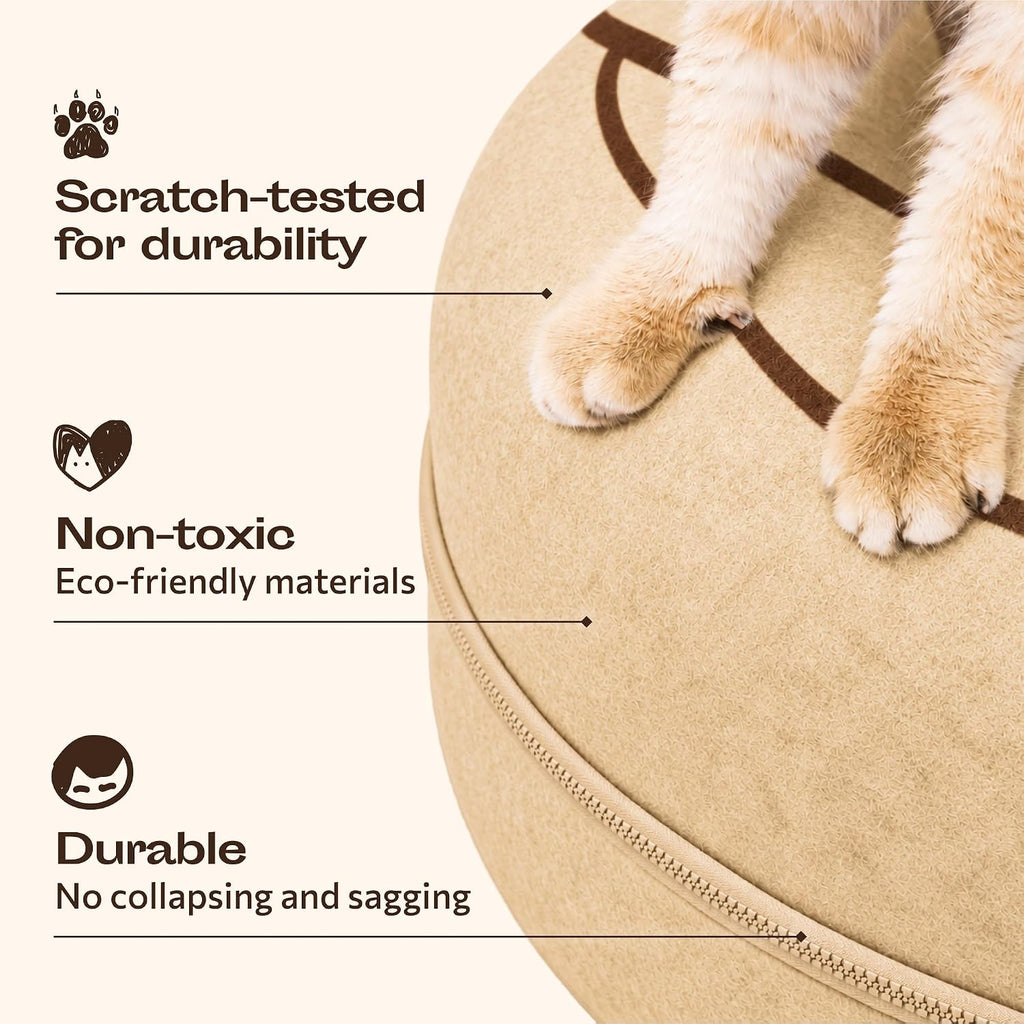 Peekaboo Cat Cave Donut - Cat Tunnel Bed for Indoor Cats – Cute Patterns Hideaway for Multiple & Large Cats, Scratch-Resistant