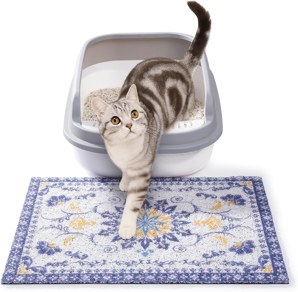 ondware Cat Litter Mat 20 x 15 in, Waterproof Non-Slip, Washable | Traps scattered litter, soft PVC mesh, paw-friendly, easy rinse clean, helps keep floors tidy