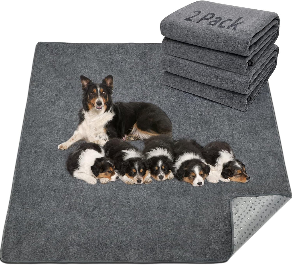 LOOBANI Washable Pee Pads for Dogs, 2 Pack Non-Slip and Leak-Proof,36"x72" | Super Absorbent Reusable Puppy Pads, Machine Washable, Extra Large Whelping Pads for Crate, Playpen, Floor, Housebreaking