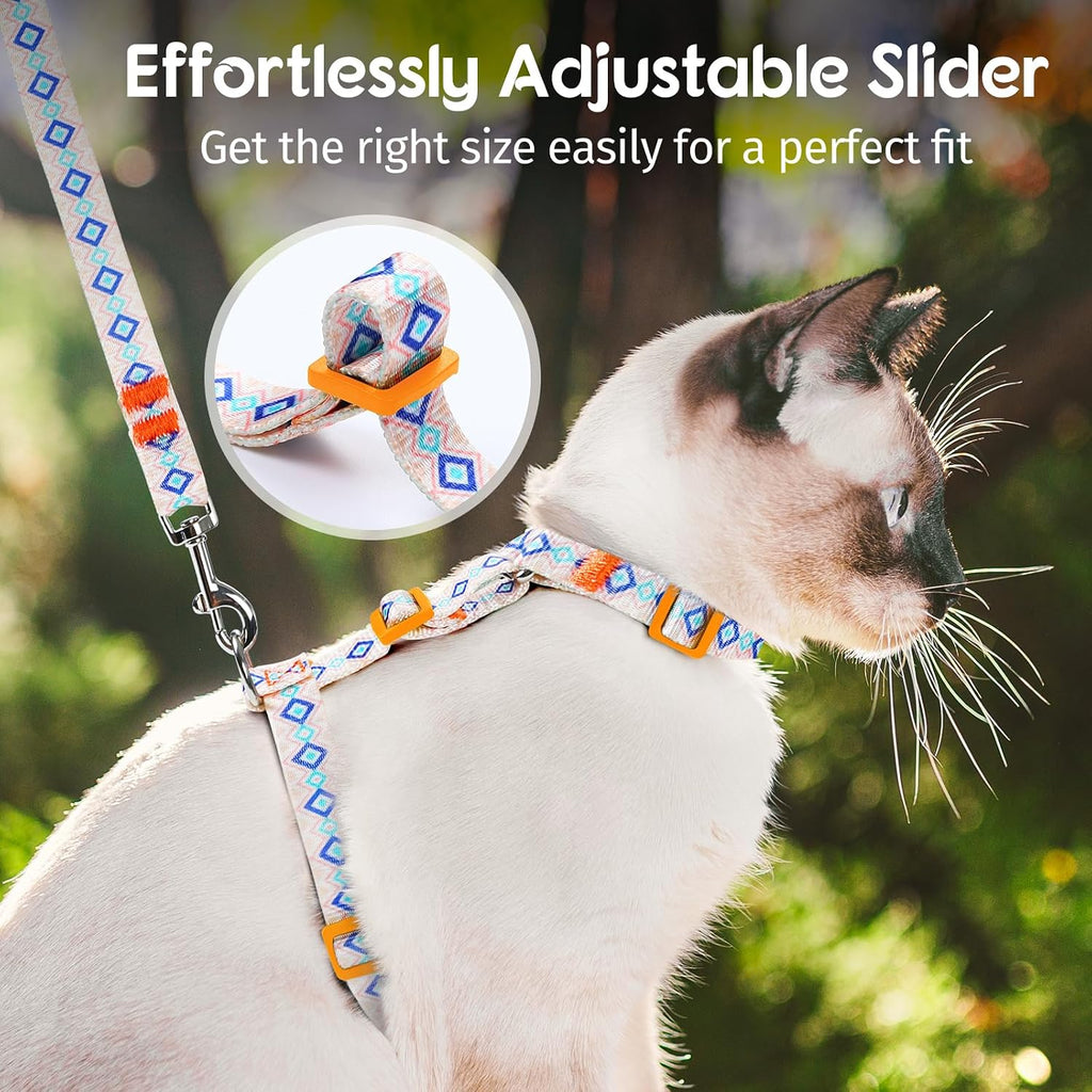 Dooradar Cat Harness and Leash Set, Adjustable Pet Straps, White
