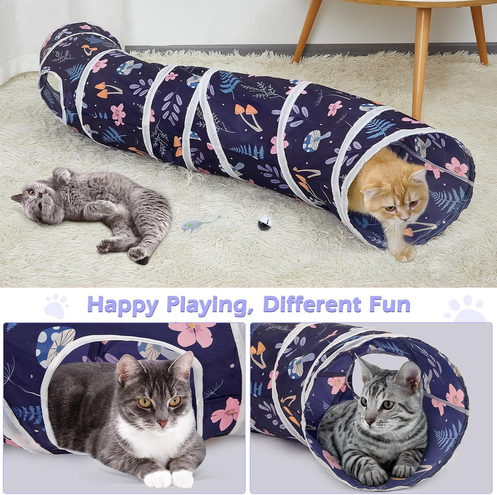 Glittme S-Shape Cat Tunnel, Foldable Cat Tunnels for Indoor Cats