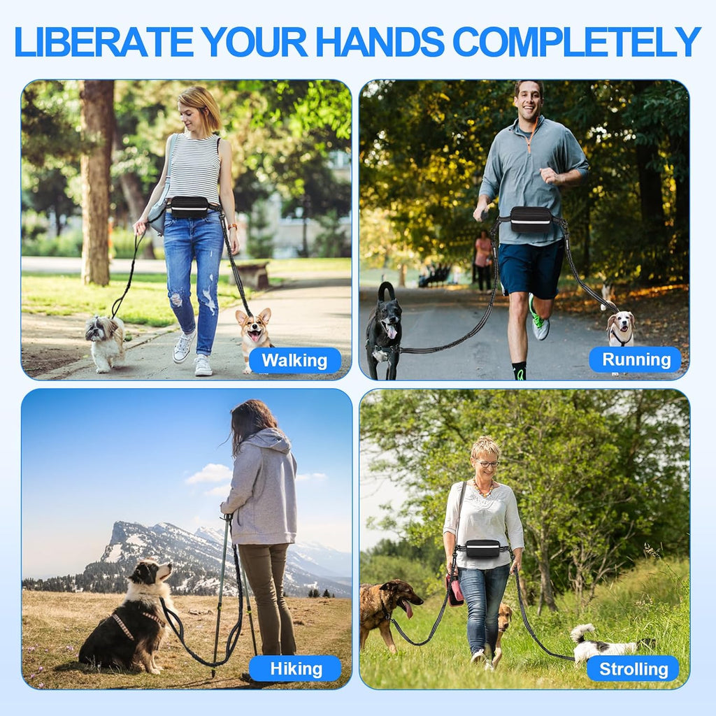 Philorn Hands Free Dog Leash for 2 Dogs, Adjustable Waist Leash