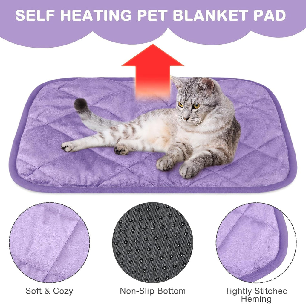 4 Pack Self Heating Cat Pad Self Warming Dog Mat, 16 x 20 Inch, Purple