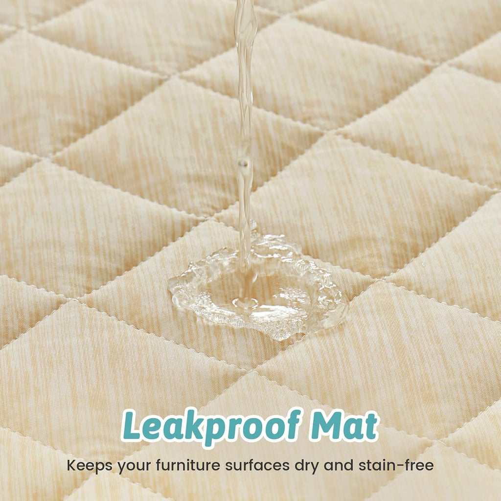 COZY KISS Dog Cooling Mat 68"x82" Q-Max>0.4, Waterproof Pet Cooling Pad, Leakproof & Non-Slip Dog Bed Cover, Washable Furniture Protector for Large Dogs, Couch, Floor (Beige)