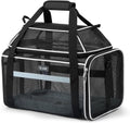 Lekereise Top-Expandable Pet Carrier Full Mesh 17x11x9.5 Inch Airline Approved Soft Sided Underseat Travel Carriers for Small Cats and Dogs with Locking Safety Zippers