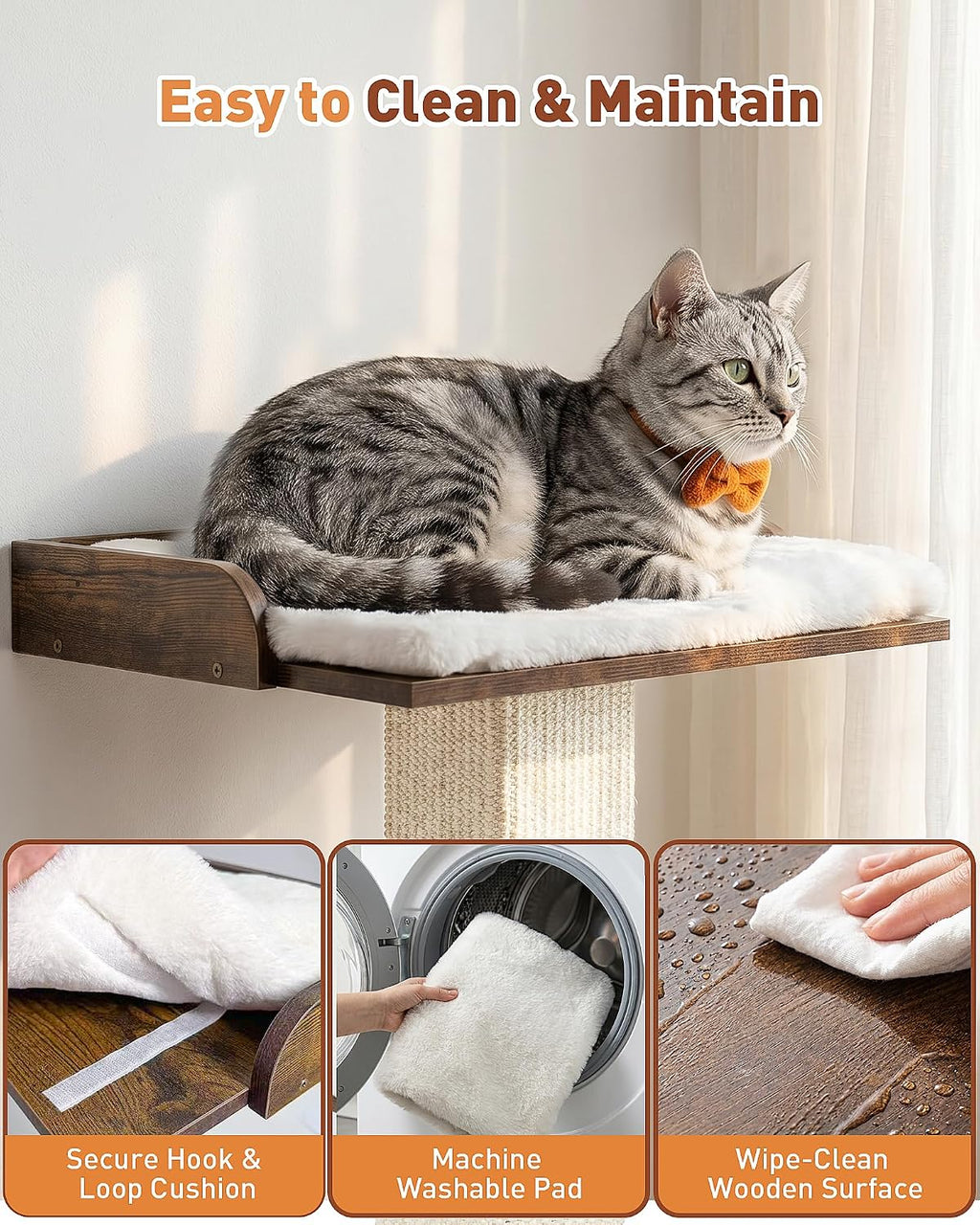 Retro Cat Scratching Post with Top Perch Bed for Indoor Cats