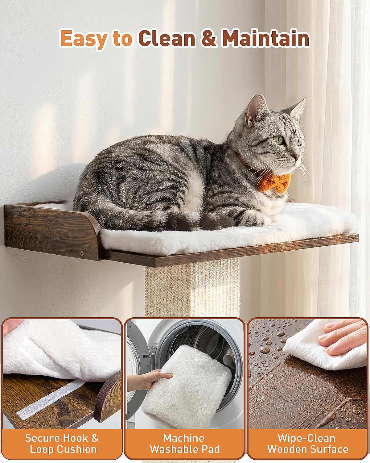 Retro Cat Scratching Post with Top Perch Bed for Indoor Cats