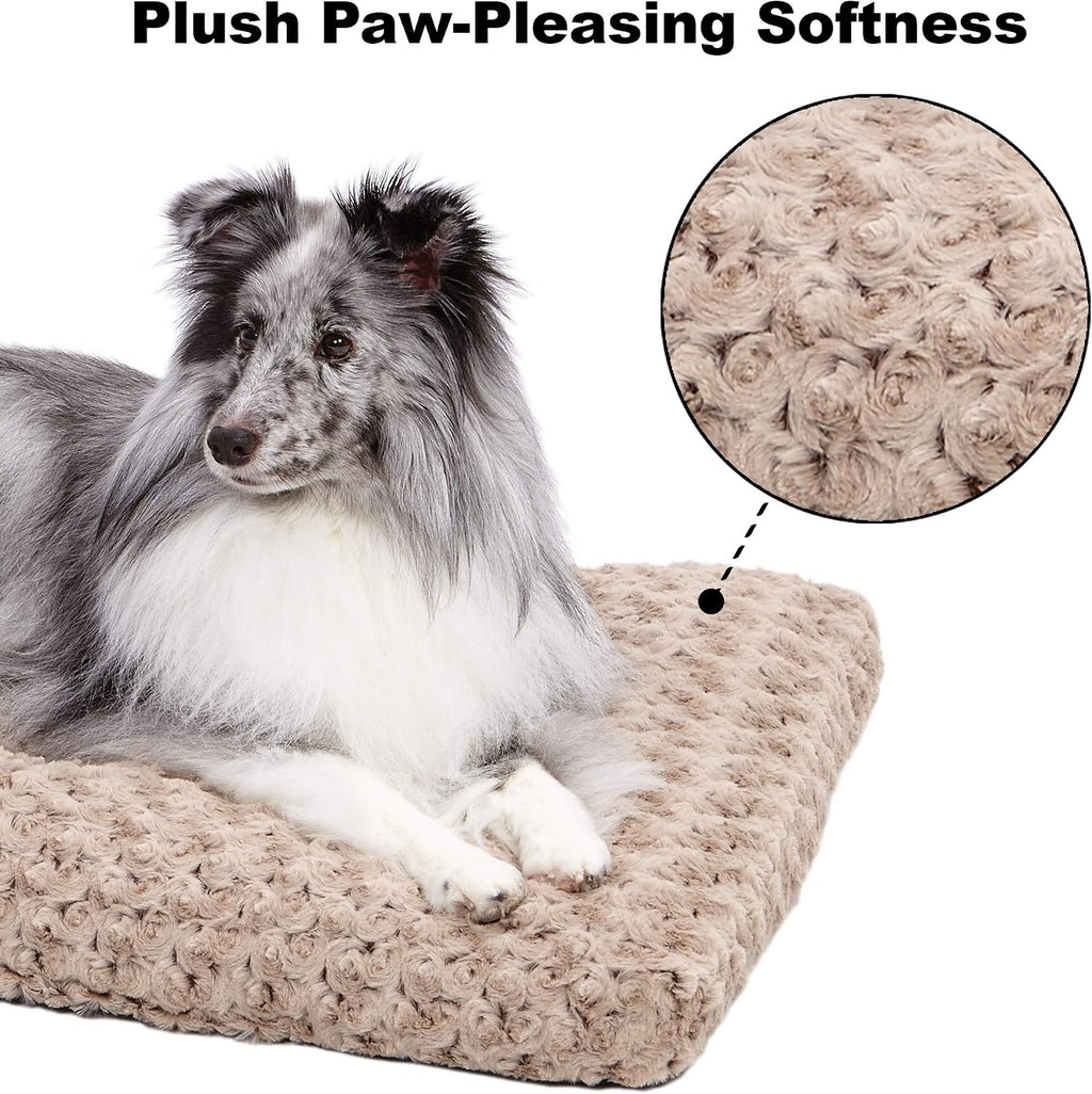MidWest Homes for Pets Medium QuietTime Deluxe Mocha Ombré Swirl Plush Pet Bed, Machine Washable, Non-Skid Bottom, Soft Crate Mat for 30-inch Crates