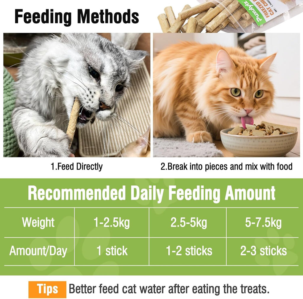 3.52oz/100g Freezed Dried Cat Chew Sticks, Cat Dental Treats for Freshens Breath and Controls Tartar, Feline Teething Sticks