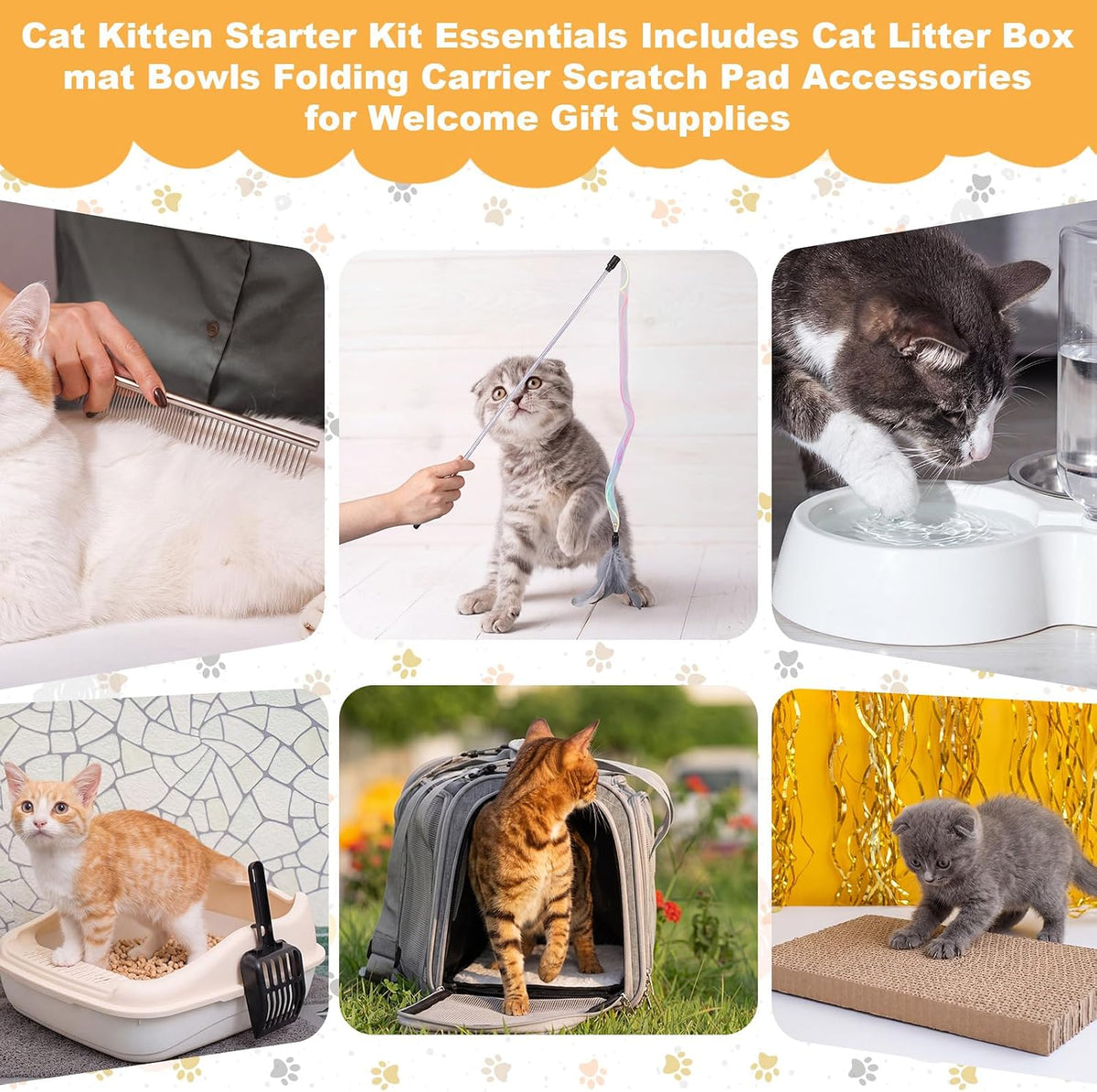 8 Pcs Kitten Supplies Starter Kit Cat Starter, Handbag, Grey