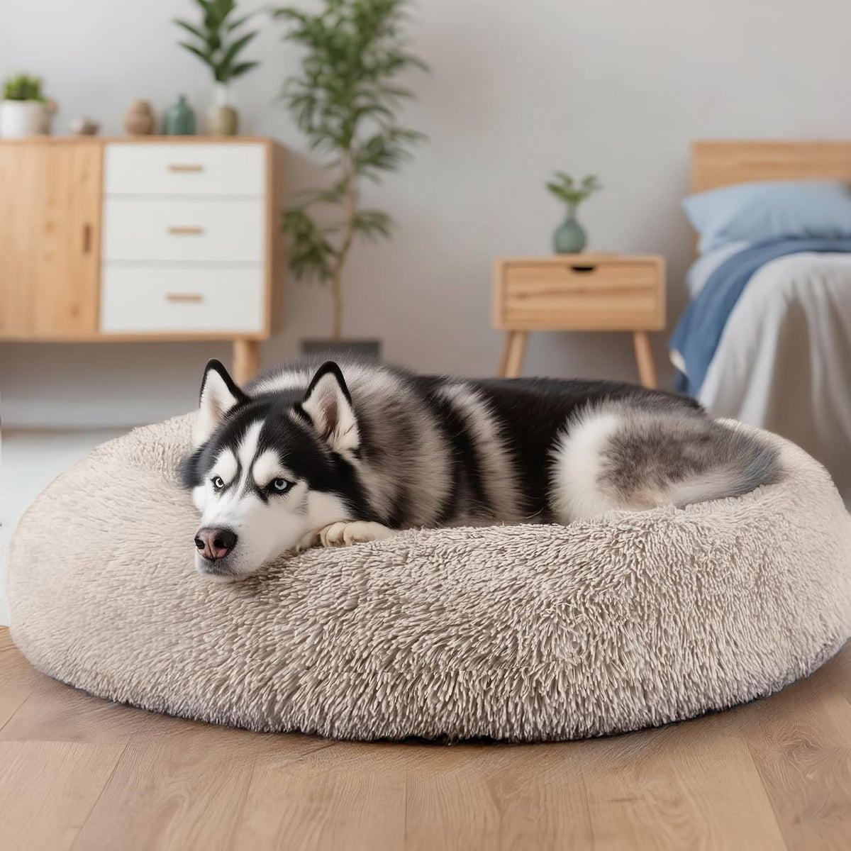 Extra Large Dog Beds, 36in Human Dog Anxiety Relief Comfort Bed (Brown)