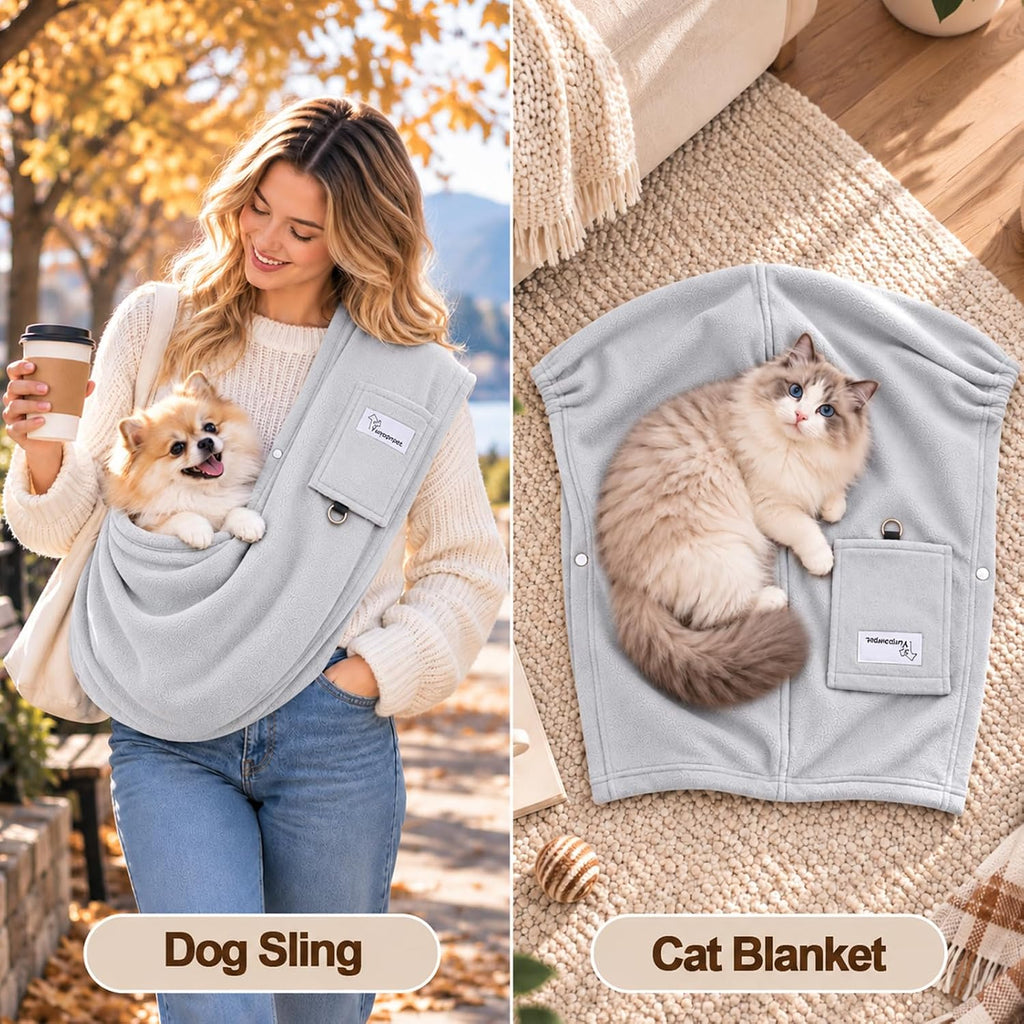 Cat Sling Carrier & Pet Sling for Small Dogs & Cats 3-14 lbs(Grey)