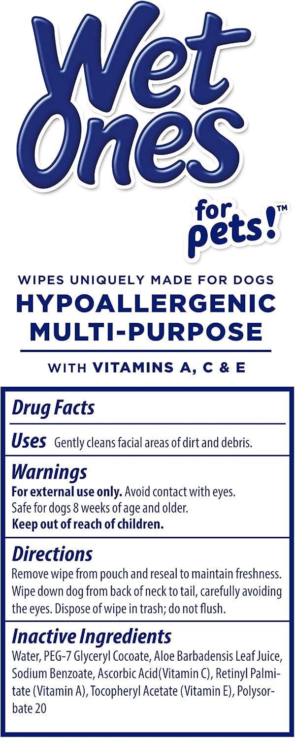 Wet Ones for Pets Hypoallergenic Dog Wipes, Fragrance-Free, 50 Count (Pack of 2)