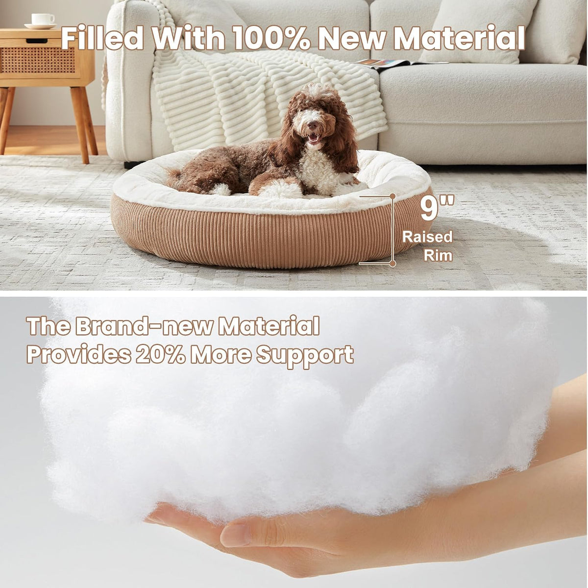 42 inches Calming Donut Dog Bed for Large Plus Dogs,Brown