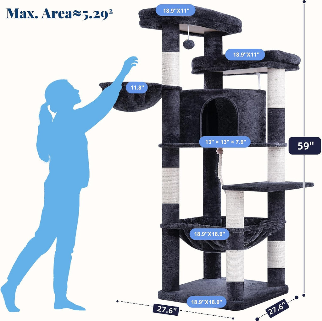 Hey-brother Cat Tree Tower for Indoor Corner with Spacious Condo, MPJ062G