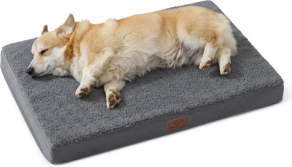 Bedsure Washable Dog Crate Bed for Large Size with Comfy Sherpa,35x22 Inch
