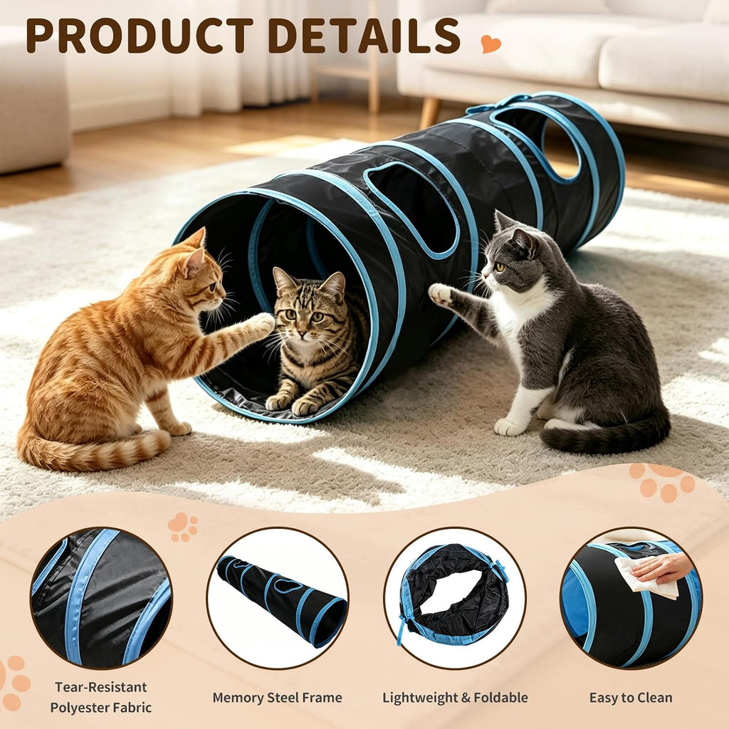 iCAGY Cat Tunnel for Indoor Cats Kittens Rabbits, Foldable Tunnel Toys