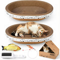 All-in-One Cardboard Cat Scratchers for Indoor Cats, Oval Cat Scratch Box & Lounger Beds Kitten Loves, Durable Cat Scratching Pads + Bonus Toys Couch Cat Scratch Protector