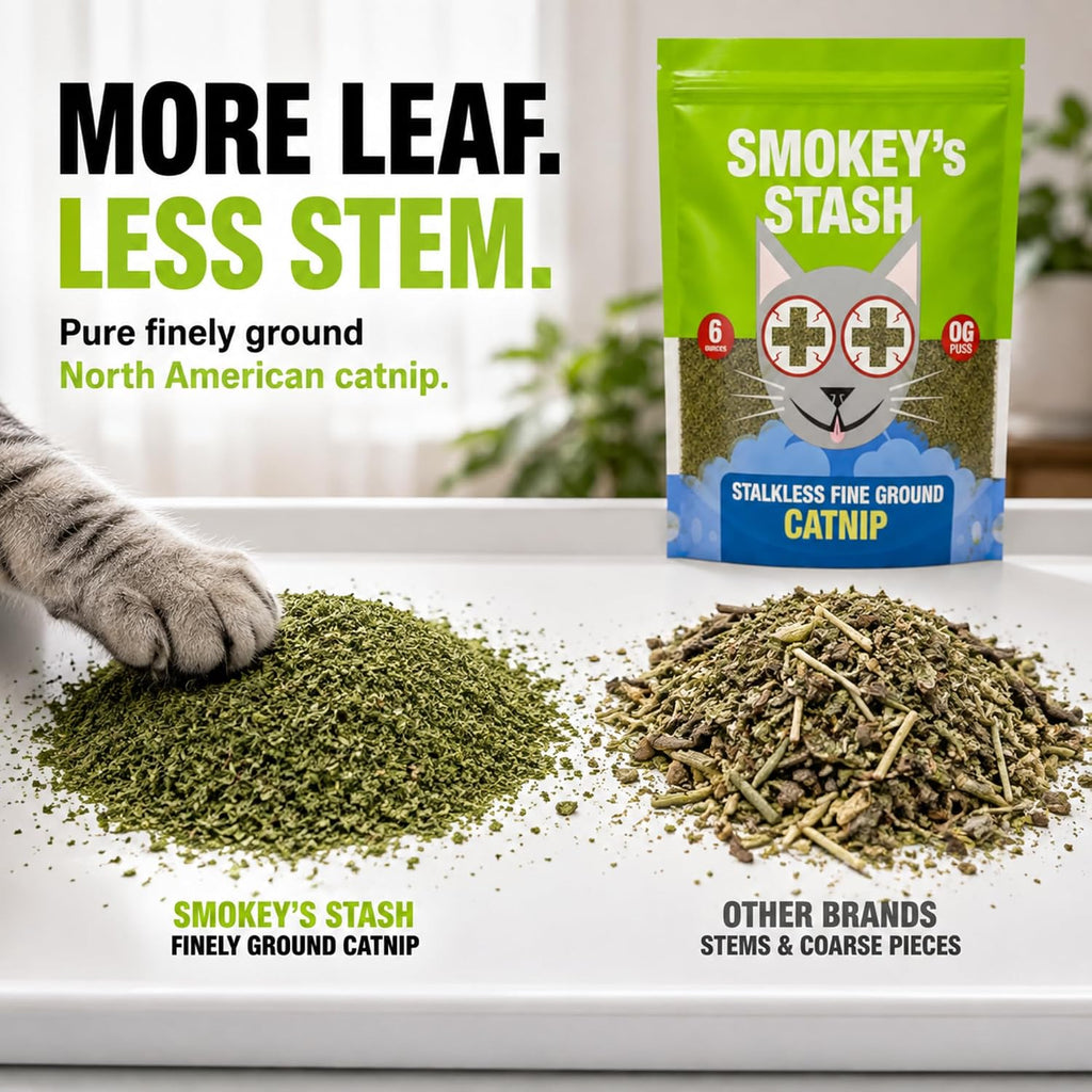 Smokey's Stash Catnip Stalkless Dried Ground Premium Bulk 6 Ounce Bag Strong Cat nip for Cats…