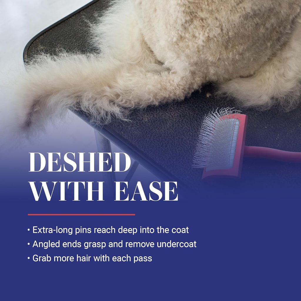 Chris Christensen Big G Dog Slicker Brush, Groom Like a Professional, Fluff Detangle Style, Saves Time Energy, Made in Germany, Coral, Medium 