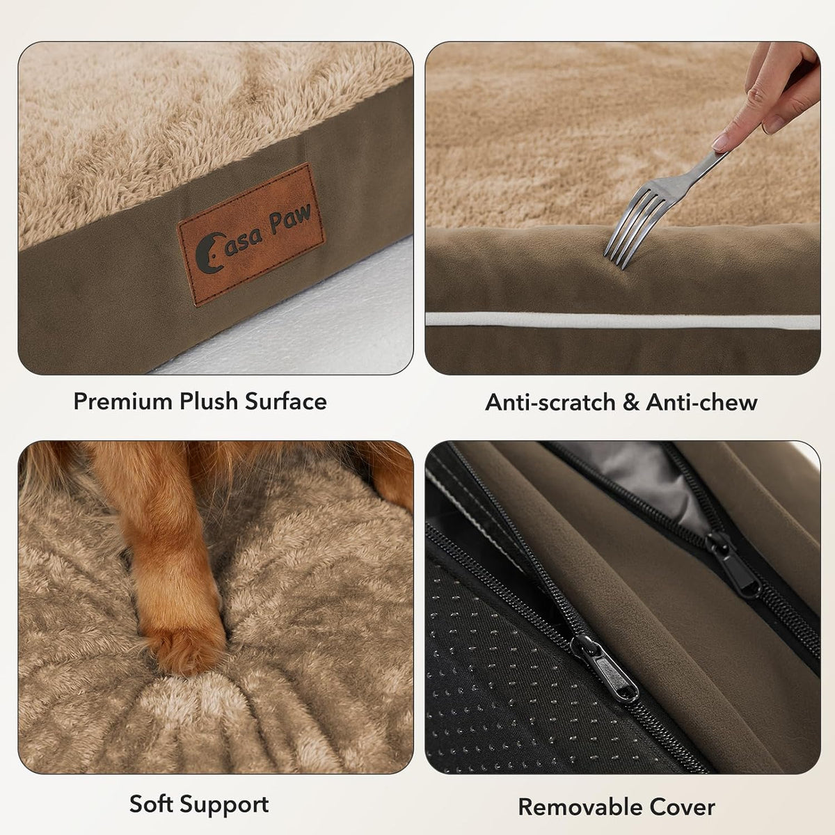 Orthopedic Washable Dog Bed for Extra Large Dogs, 41x27in, Brown