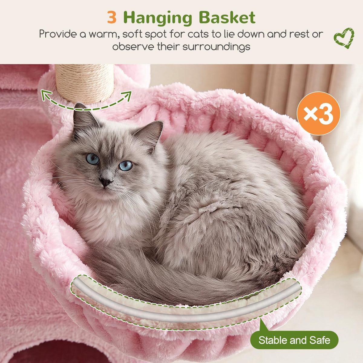 Globlazer Large Cat Tree 72in Tall Cat Climbing Tower, F72G, Pink