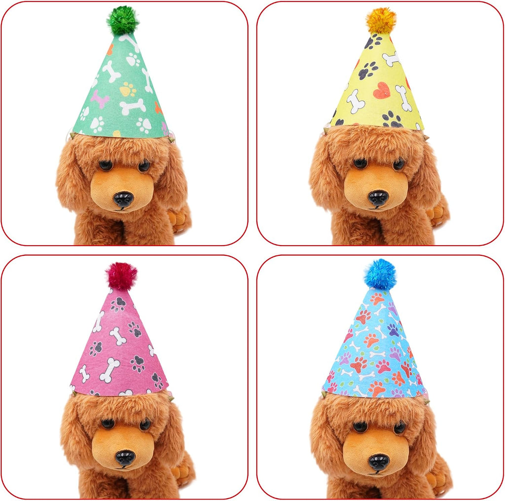 6PCS Dog Birthday Hats Party Hats Felt for Large XL XXL Dogs Paw Bone