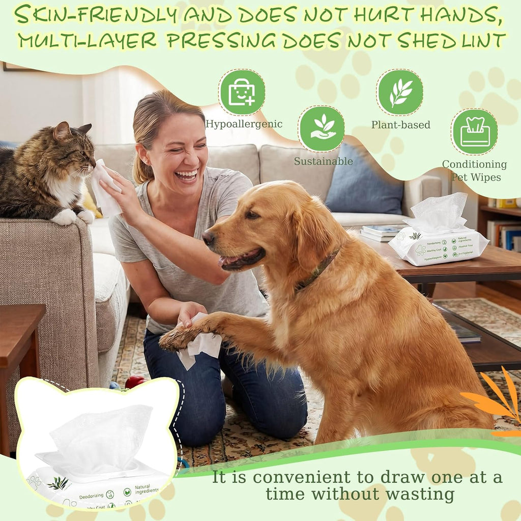 Treela 10 Pack Dog Pet Wipes, 80 Count Paws Body, Tea Tree Flavor