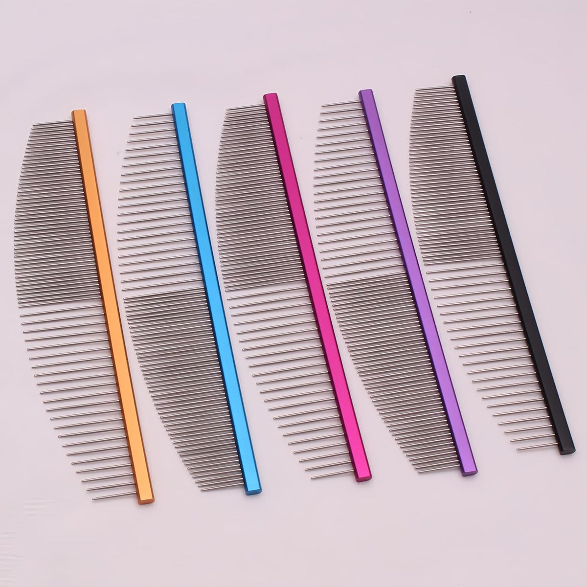 6.57" Crescent Dual-Tooth Wide/Fine Metal Pet Comb for Dogs & Cats