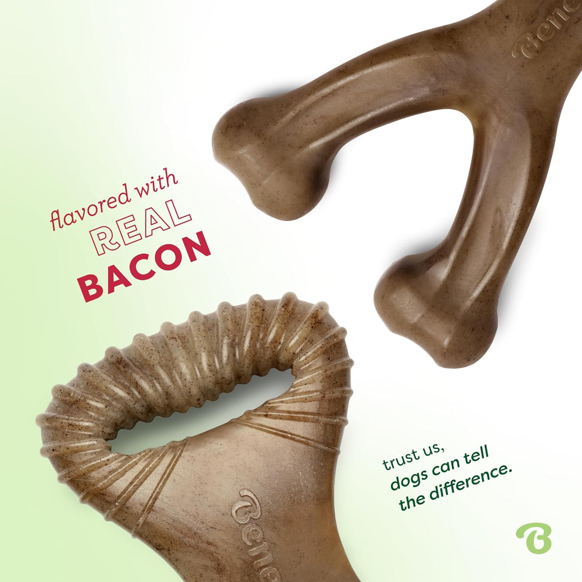 Benebone Wishbone/Dental Durable Dog Chew Toys, Real Bacon, 2 Count Medium (Pack of 8)