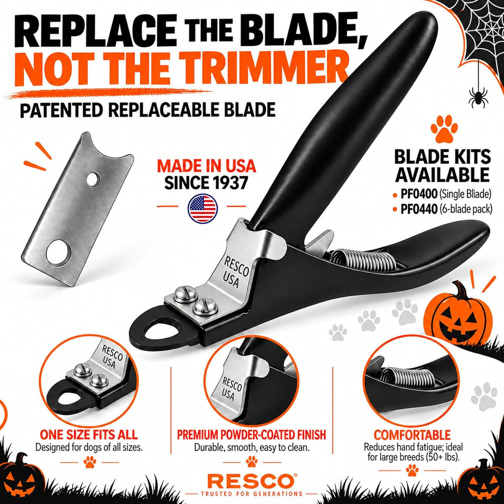 Resco Replaceable Blade Dog Nail Clippers for Dogs and Cats, Midnight Black