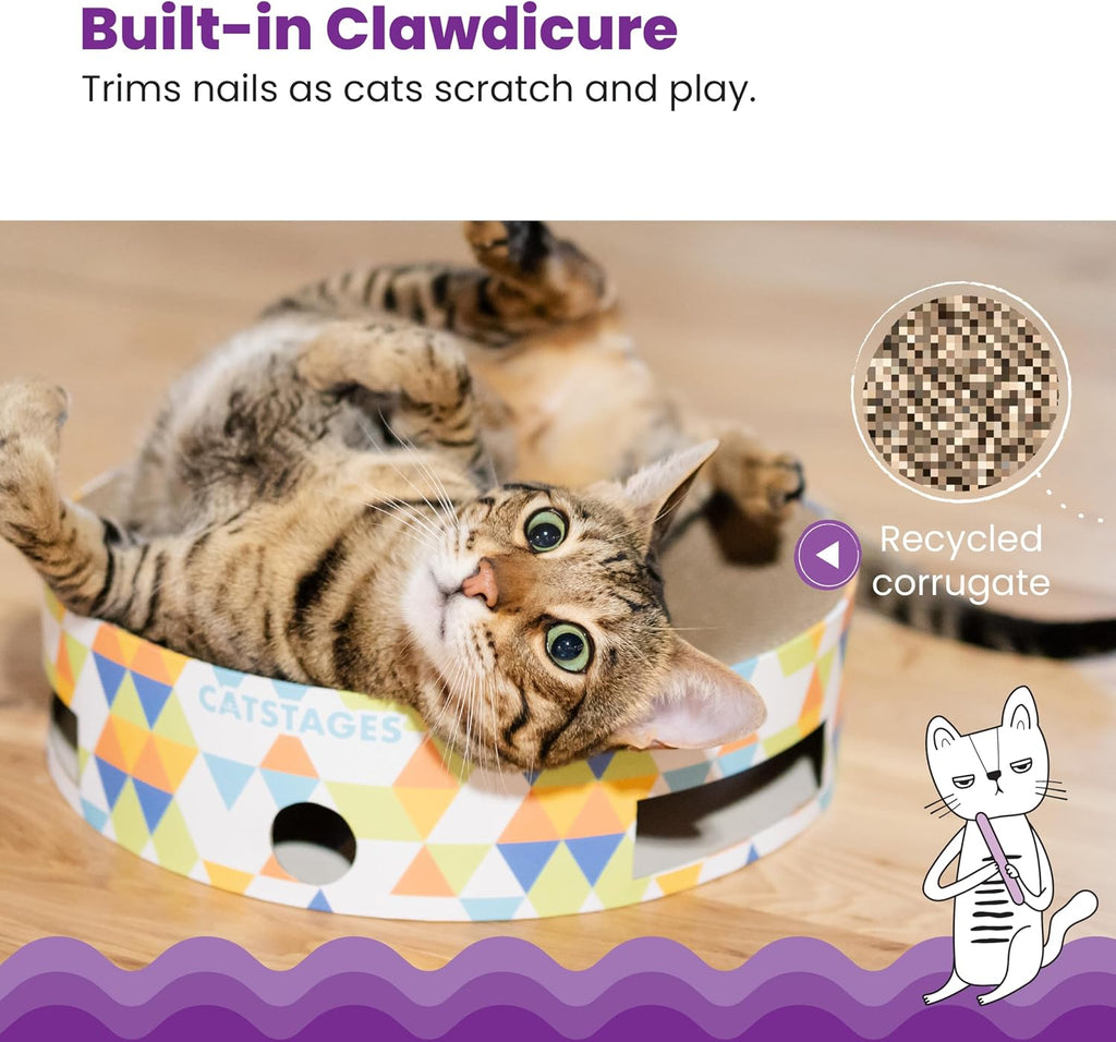 Catstages Bowl Track Scratcher 3-in-1 Ball Track, Scratcher, Lounger, 13.8"