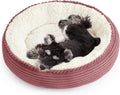 Love's cabin Round Donut Cat and Dog Cushion Bed, 24in Pet Bed for Small or Medium Dogs, Anti-Slip & Water-Resistant Bottom, Soft Durable Fabric Pet Beds, Washable Calming Cat Bed Dusty Rose