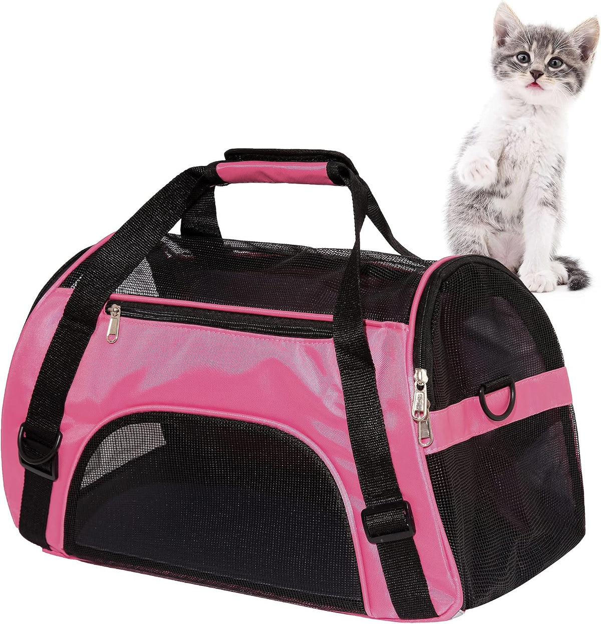 MuchL Pet Carrier Soft-Sided Carriers for Cat Carriers Dog Carrier for Small Medium Cats Dogs Puppies Pet Carrier Airline Approved Cat Dog Pet Travel Carrier (Medium,Pink)