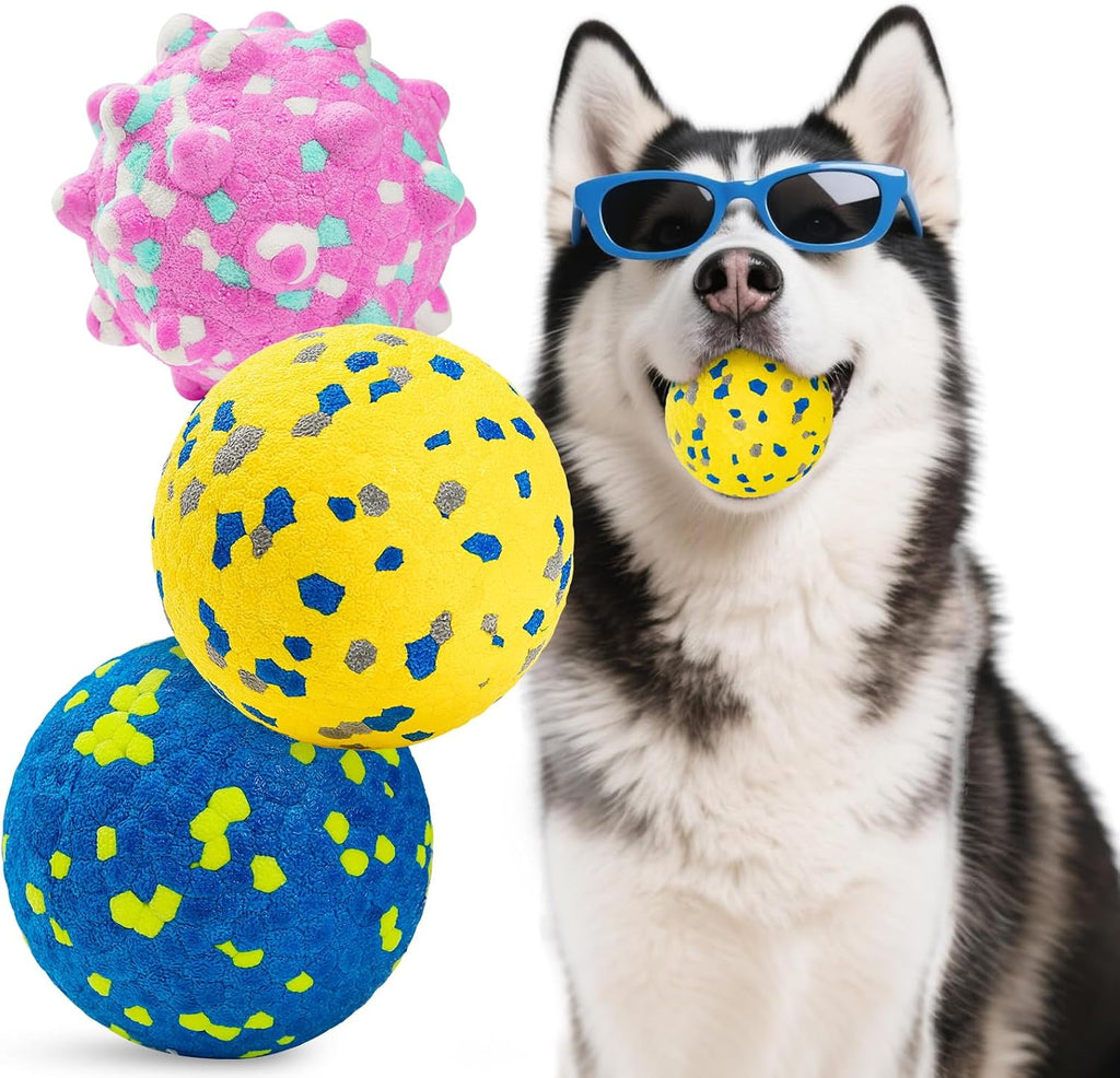 HIPPIH Dog Balls Tennis Balls, Dog Chew Toys for Aggressive Chewers ETPU | 3PCS Interactive Puppy Toys for Teething, 3'' Fetch Ball Water Toy for Small/Medium Breed,High Bouncy & Floating Dog Pool Toy