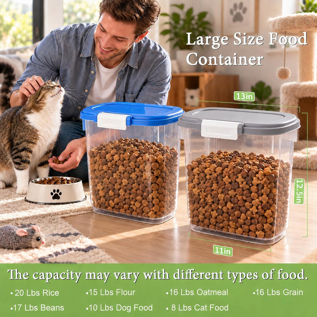 Airtight Dog Cat Food Storage Container 10 Lbs, Slim Tall Pet Food Bin