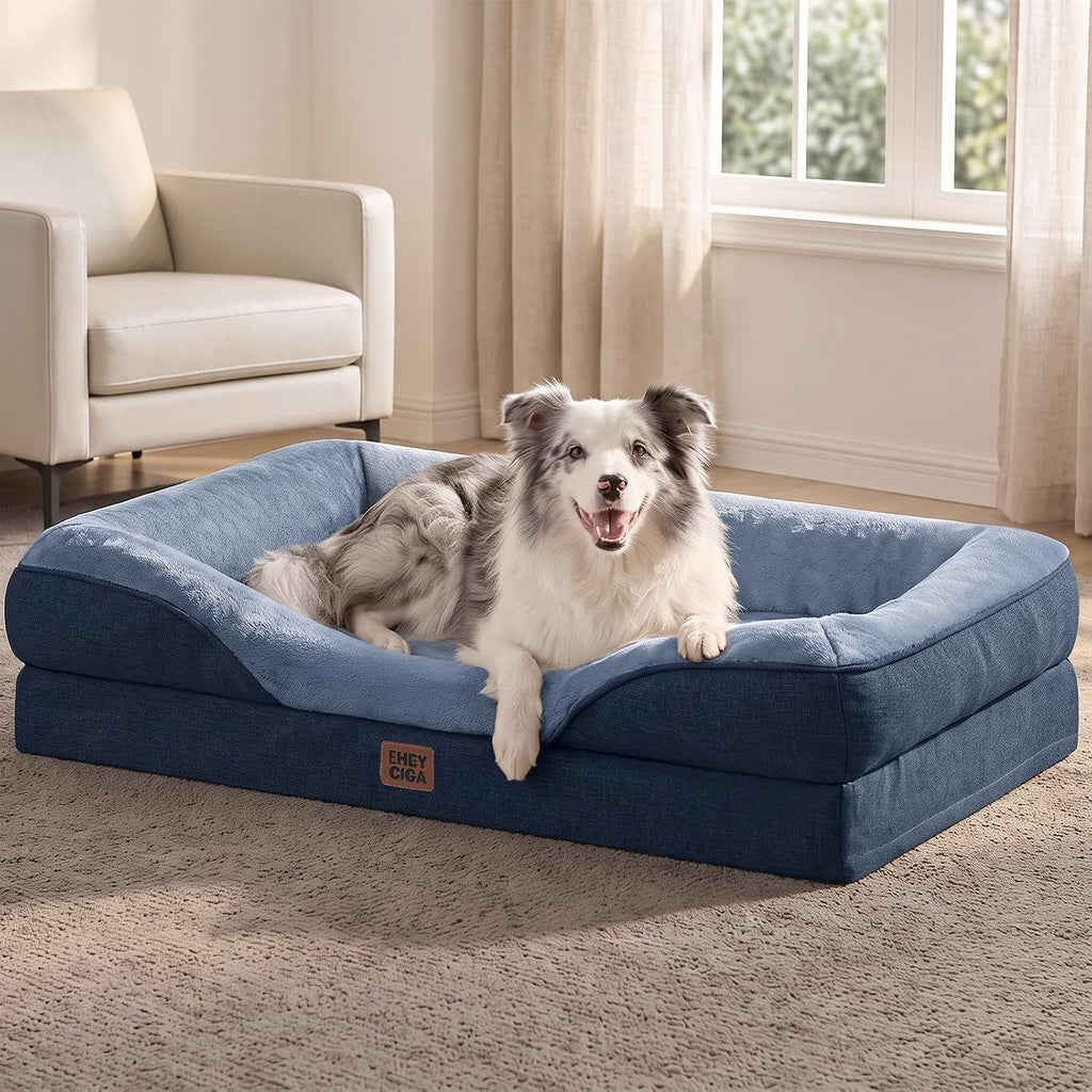 EHEYCIGA Orthopedic XL Dog Bed for Large Dog, Memory Foam Dog Couch, Navy