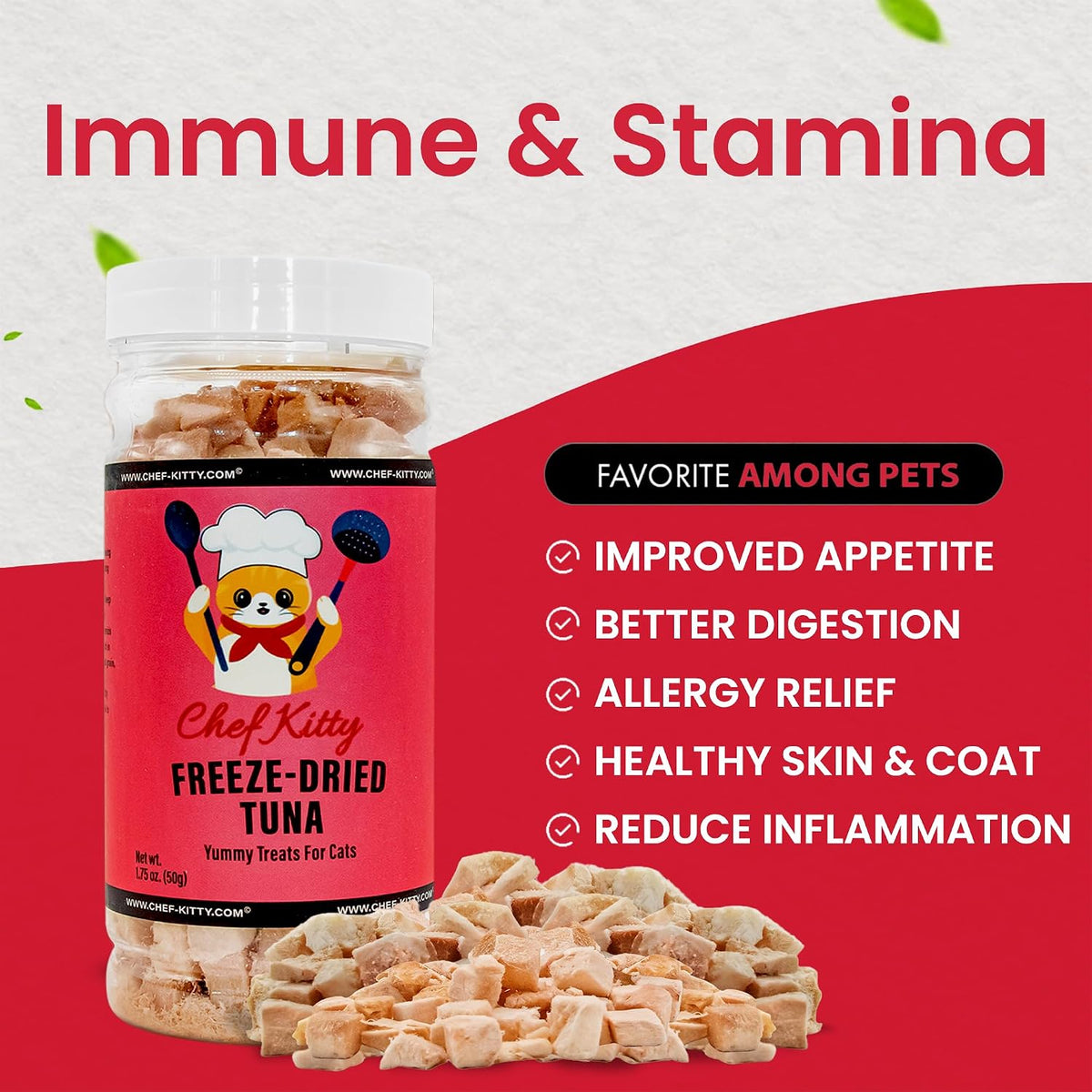 Wild Caught Freeze Dried Tuna Cat & Dog Treats, Omega-3, 1.75oz