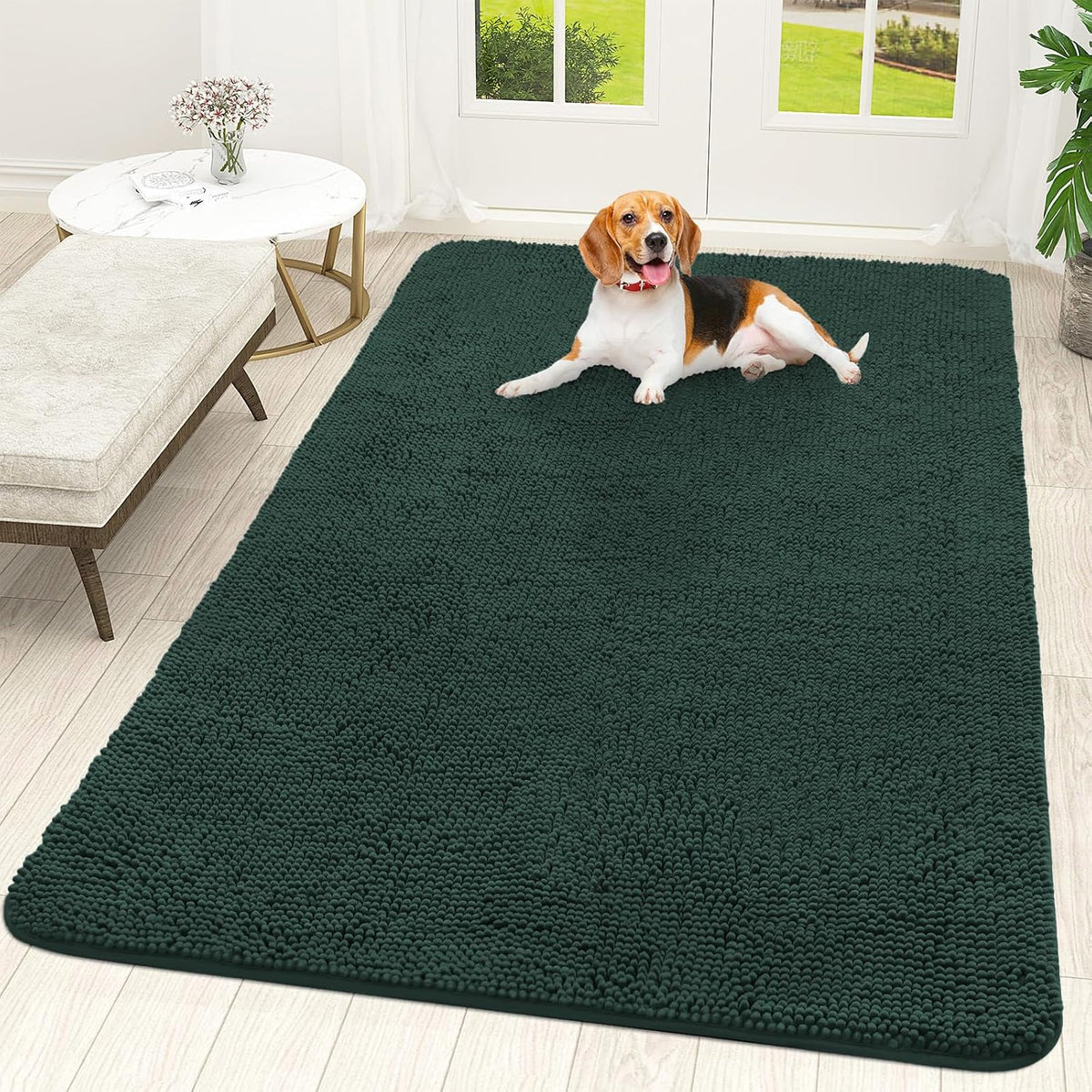OLANLY Dog Door Mat for Muddy Paws 70x46, Super Absorbent Chenille Mud Mat