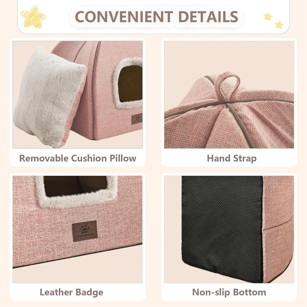 Cat Bed for Indoor Cats - Cat Cave Cat House Cats Tent with Removable Washable Cushioned Pillow, Soft and Self Kitten beds