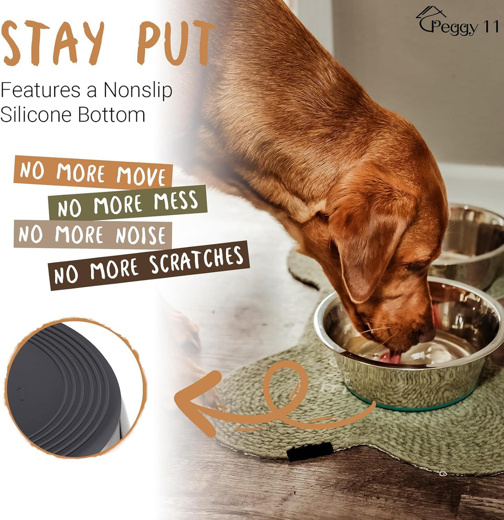 Deep Stainless Steel Anti-Slip Dog Bowls - 2-Pack, 8 Cups 
