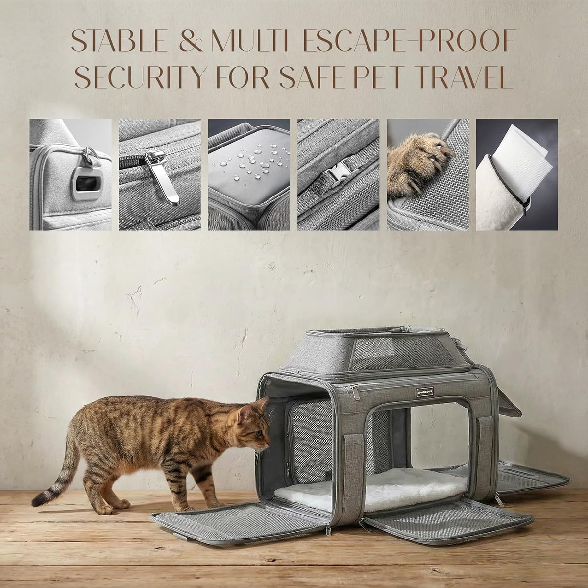 Top-Expandable Pet Carrier with Treat Pet Window,18x11x11 Airline Approved