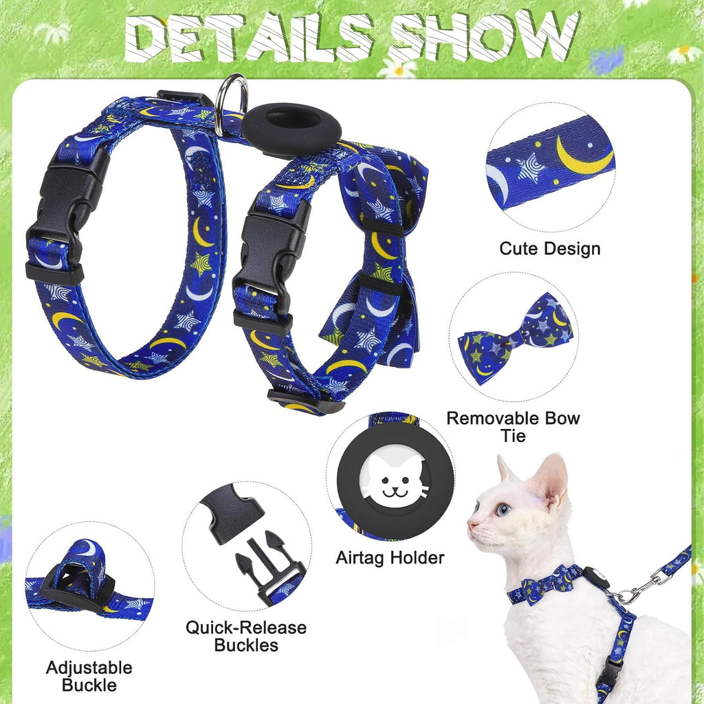 EXPAWLORER Cat Harness and Leash Set Escape Proof Vest with AirTag Holder