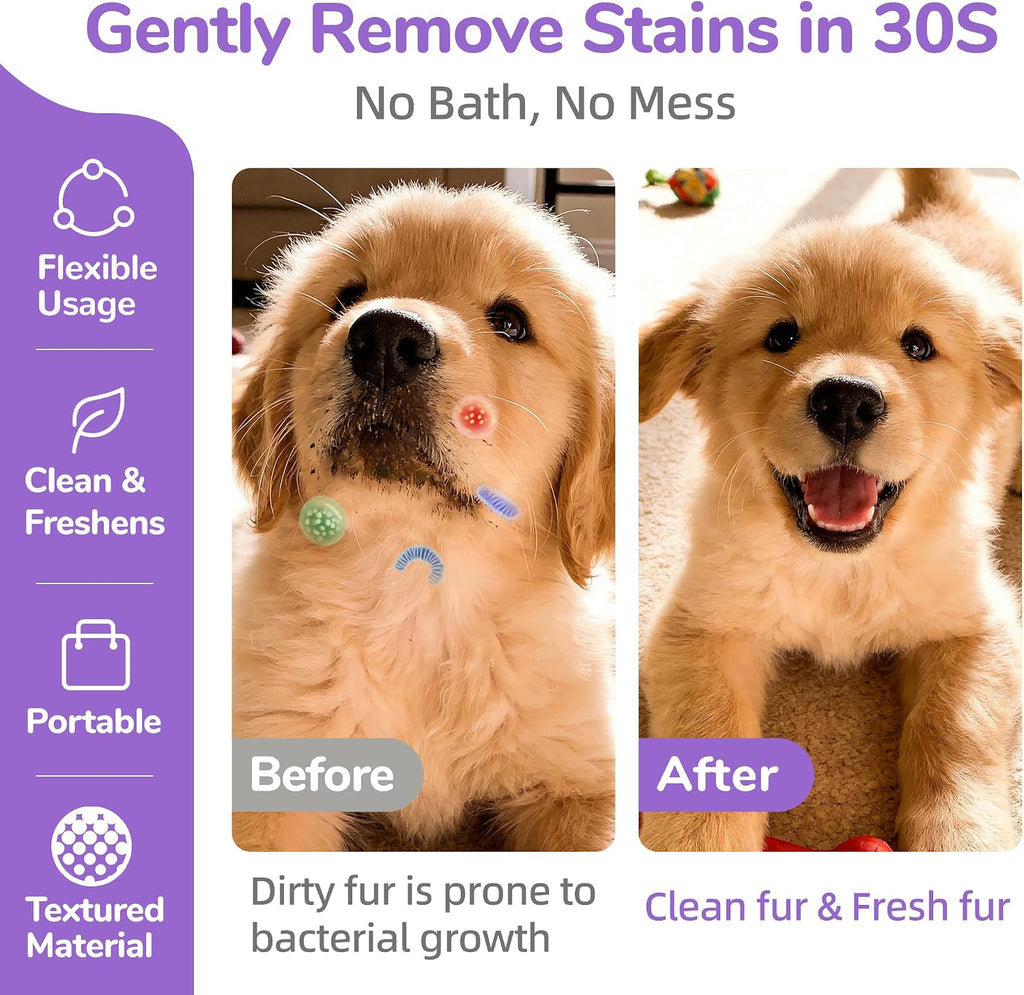 Dog Eye Wipes, 120 Count Cat Eyes Cleaning Wipes Gentle Pet Tear Stain Remover, Hypoallergenic Puppy Dogs Eye Wash Cleaner for Debris Discharge Mucus, Vet Recommended Aloe Chamomile Pets Wipe Pads
