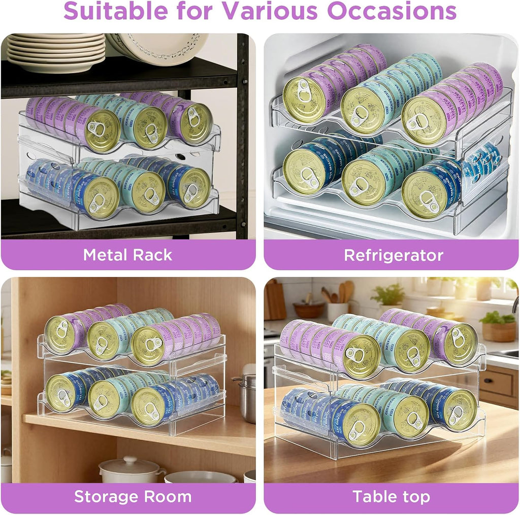 REFLYING Cat Food Can Organizer 3-Tier Holds 54 Cans 3.5oz Clear