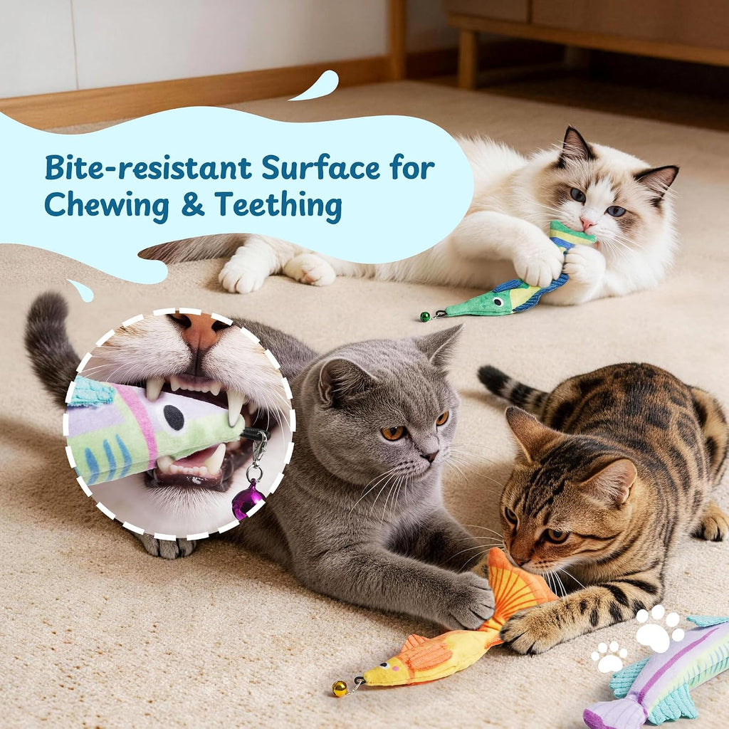 Catnip Toys, [12000mg] Extra Large Toys for Indoor Cats with Removable Bell, 100% Natural North American Catnip Floppy Fish Cat, Crinkle Sound & Soft Cotton-Free Surface
